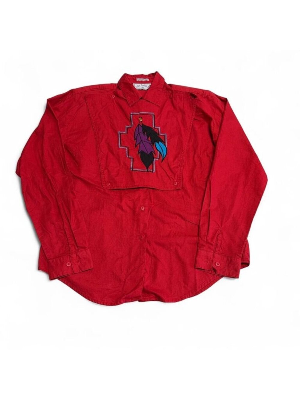 90's Side Saddle Western Rodeo Embroidered Button Up Shirt Womens Medium Cowgirl